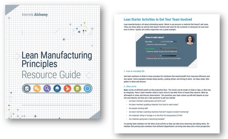 cover and page view of resource guide for lean manufacturing