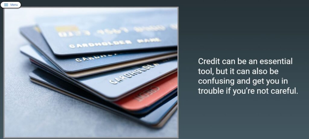 Screen shot showing stack of credit cards for finances training.